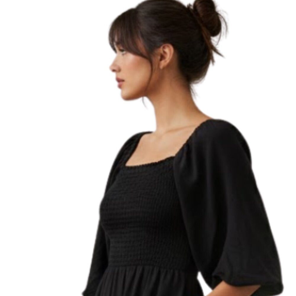 Trina Turk Women’s‎ Black Puff Sleeve Shift Dress Elegant Minimalist – Size L